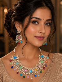 Nayana — Multicolor Kundan Necklace & Earring Set
