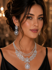 Vienne Diamond — Layered Petal Statement Necklace & Earring Set